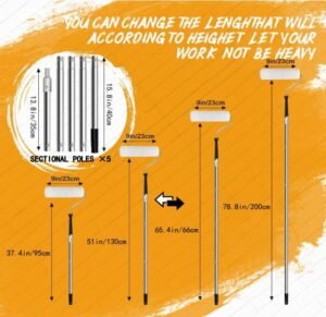 Telescopic Aluminium Alloy Rod Paint Roller Brush Set with 3 Quality Brush Head