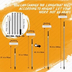 Telescopic Aluminium Alloy Rod Paint Roller Brush Set with 3 Quality Brush Head